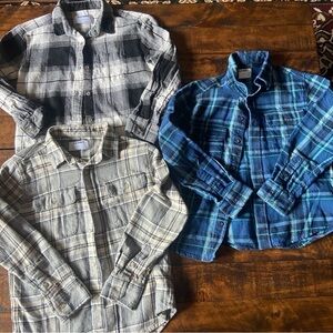 Old Navy Kids Plaid Button Down Shirts - Black, Blue, Gray